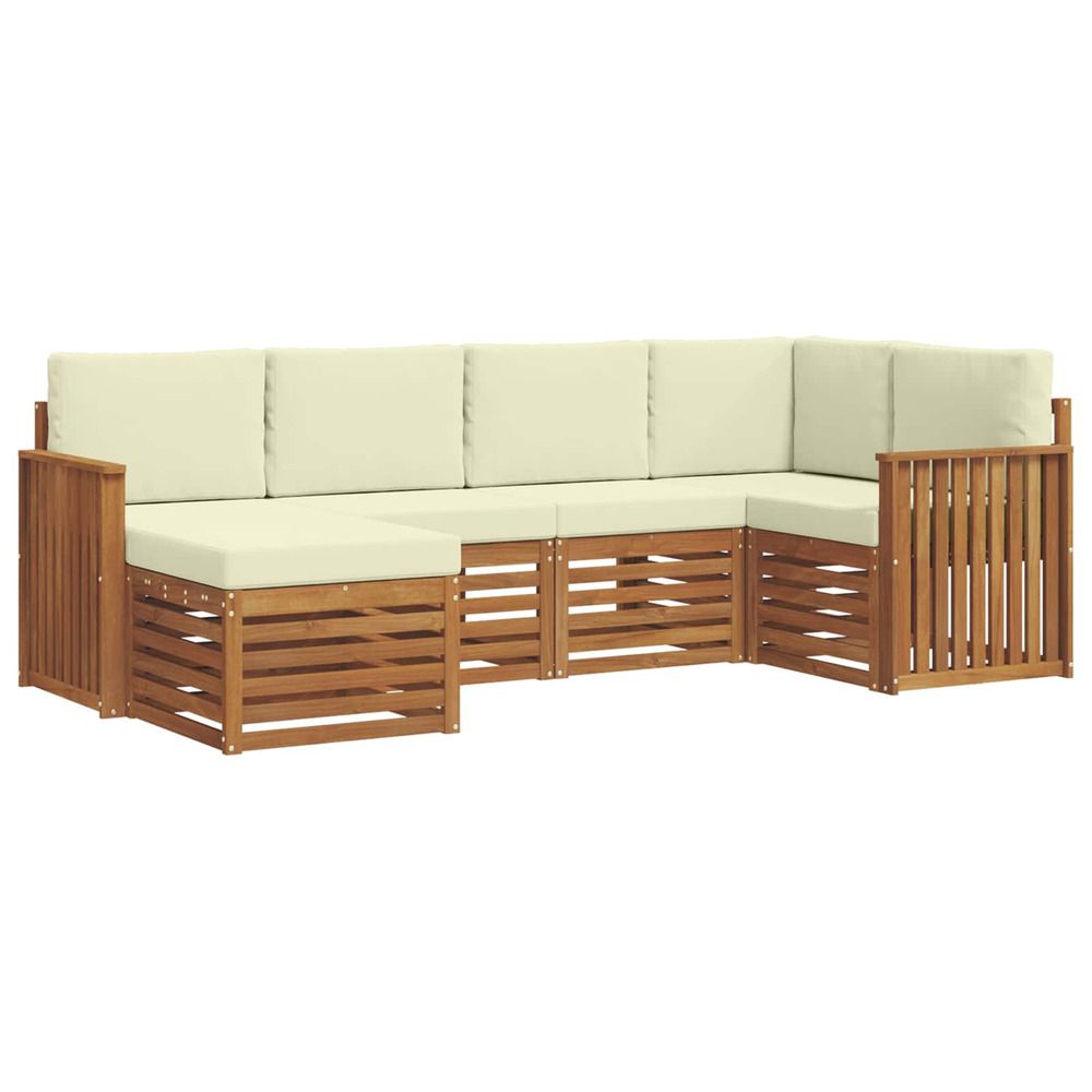 Ensemble de canapés d'extérieur 6 pc naturel et crème polyester