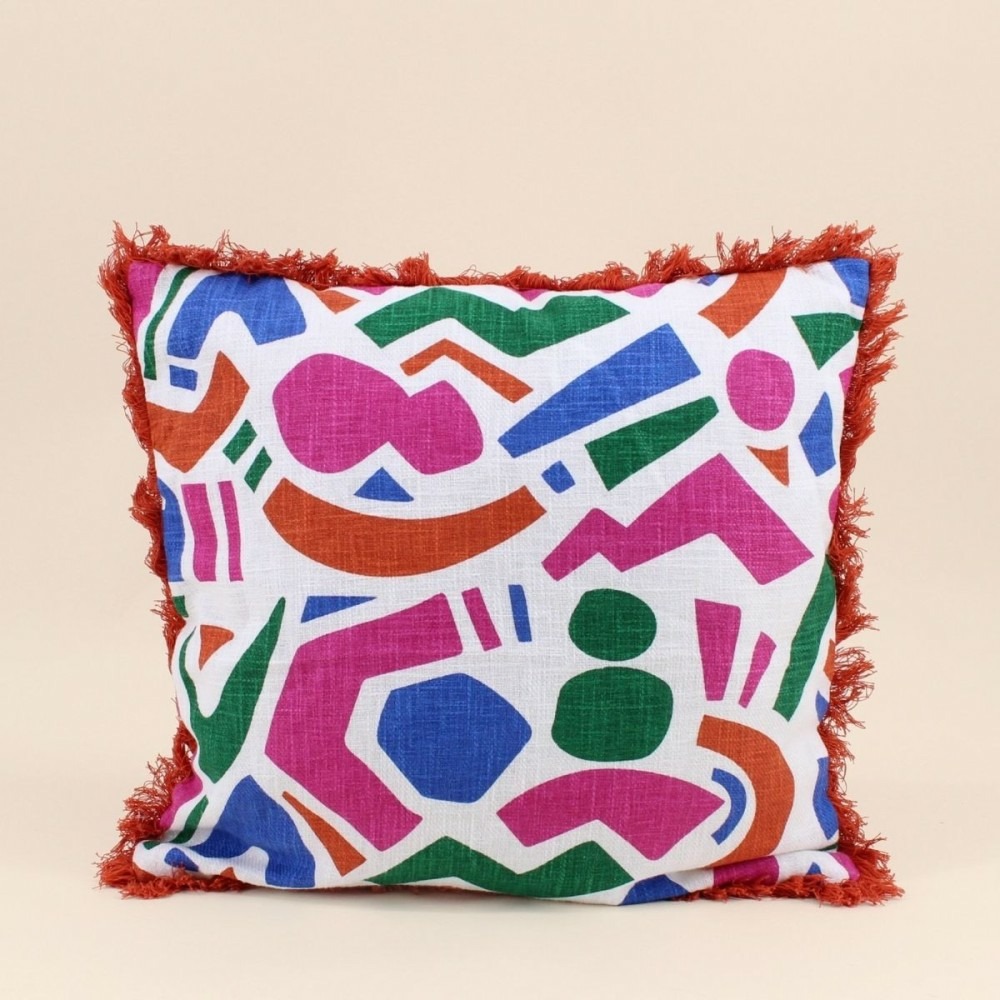 Coussin déperlant et anti uv motifs géométriques multicolores 40x40cm