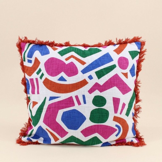 Coussin déperlant et anti uv motifs géométriques multicolores 40x40cm