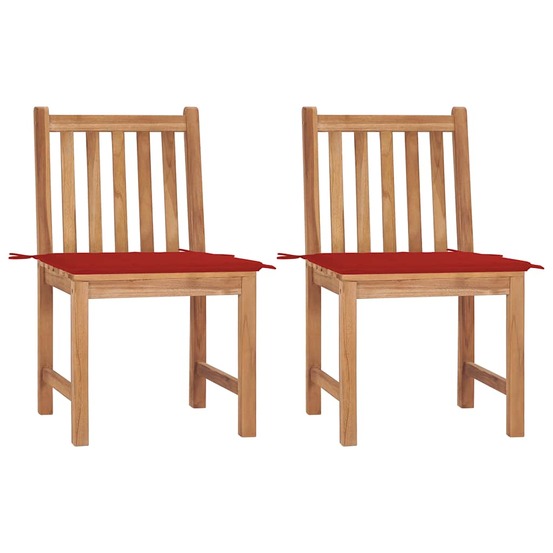Chaises de jardin lot de 2 avec coussins bois de teck massif