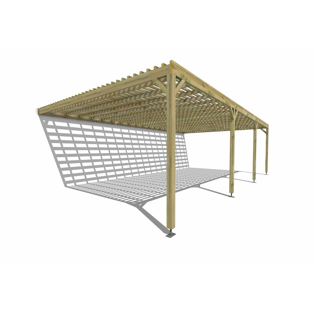 Pergola bois • 9m x 5m • adossée • sens profondeur • lattage bois • livraison comprise