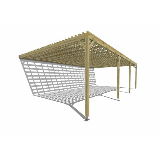 Pergola bois • 9m x 5m • adossée • sens profondeur • lattage bois • livraison comprise