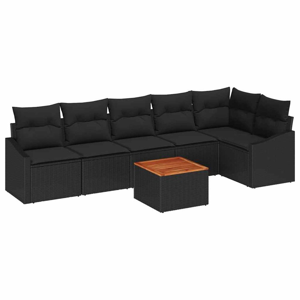 Ensemble de canapé de jardin 7 pc noir polyrotin