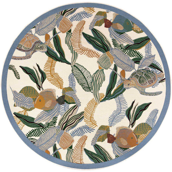 Tapis extérieur rond en polypropylène dori 160 cm lagon