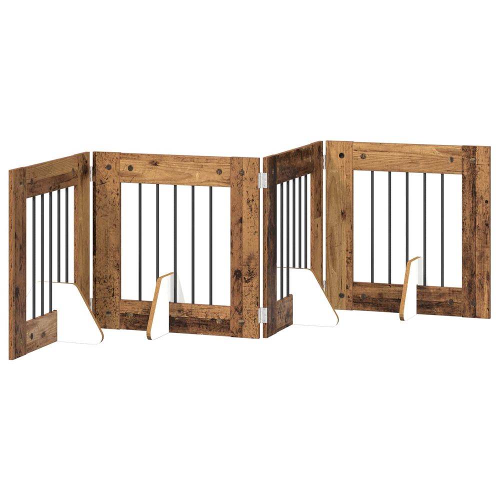 Porte de chien pliable avec supports 4 pc bois ancien 241 cm