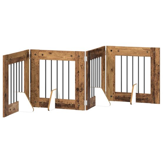 Porte de chien pliable avec supports 4 pc bois ancien 241 cm