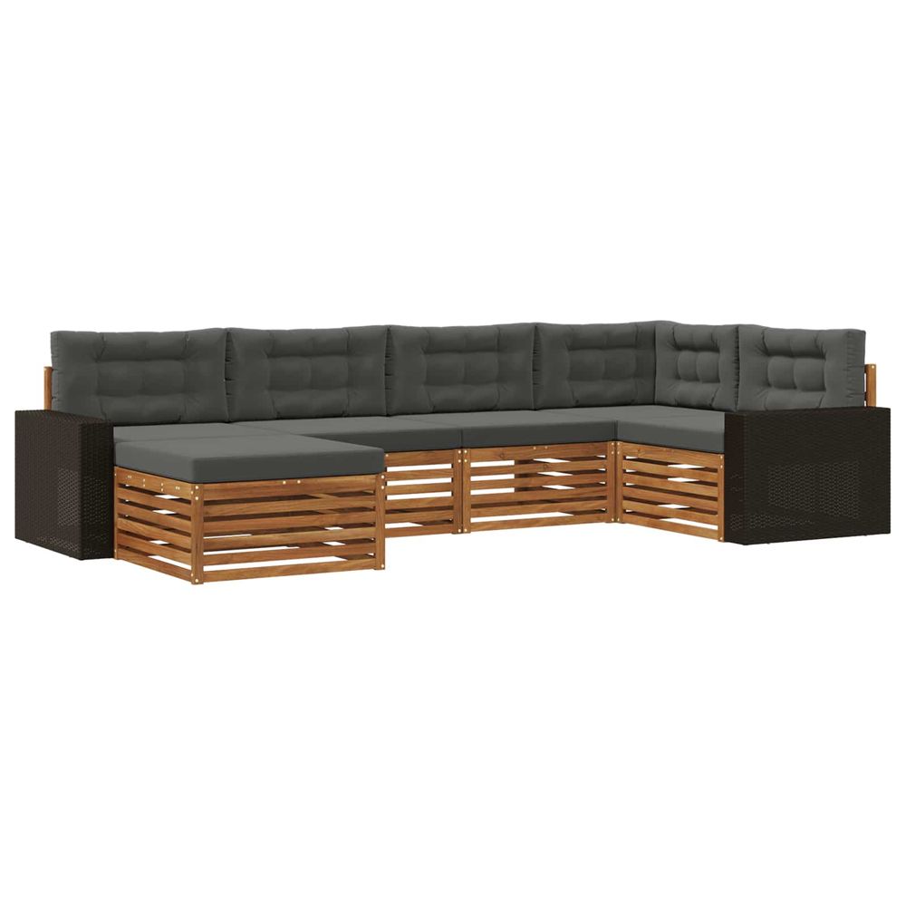 Ensemble de canapés d'extérieur 6 pc naturel et anthracite