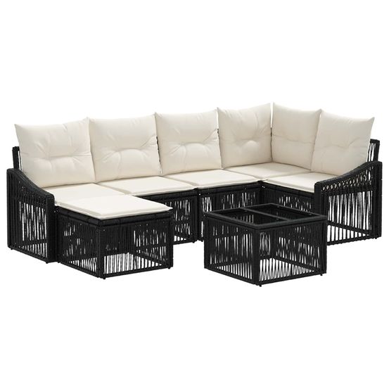 Ensemble de canapé de jardin 7 pc noir polyrotin