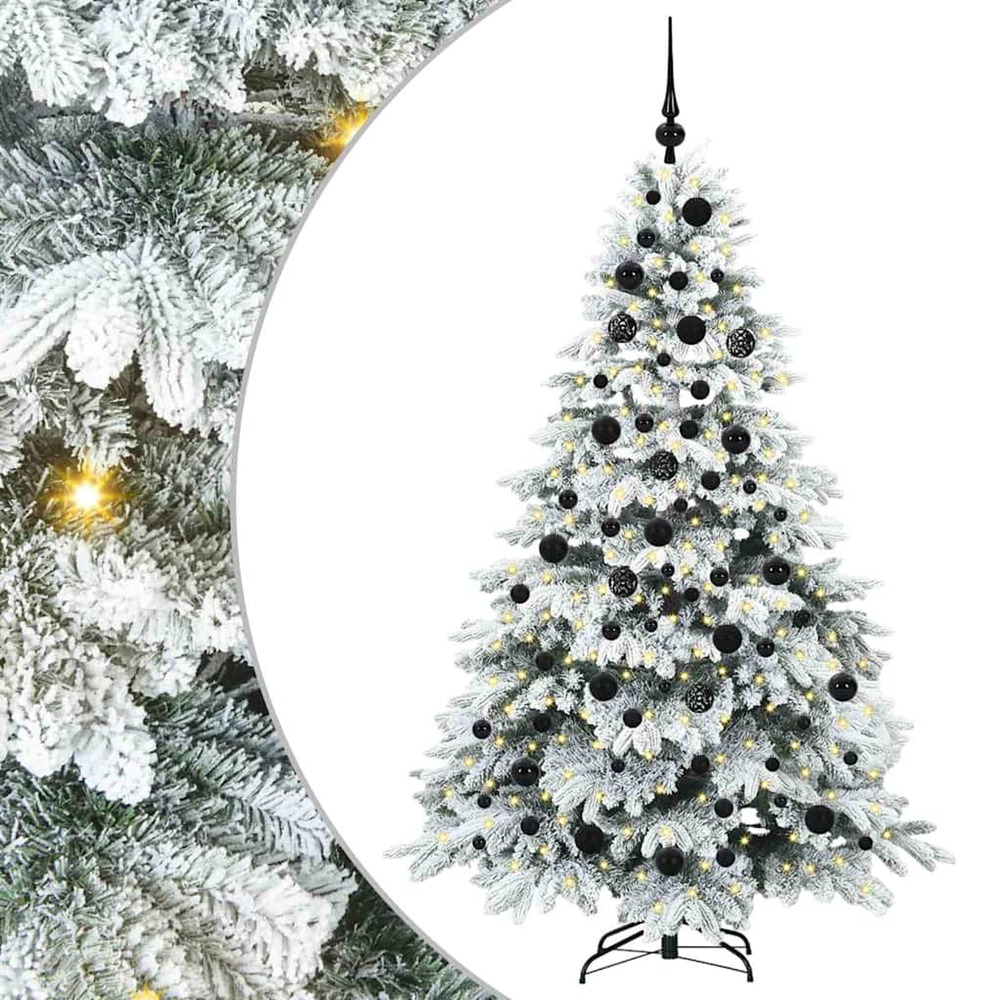 Sapin de noël artificiel avec 300 led blanc 180 cm pe et pvc
