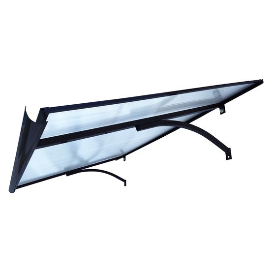 Auvent de porte aluminium t-160 – 160 x 100 cm, cadre gris anthracite ral 7016, toit transparent