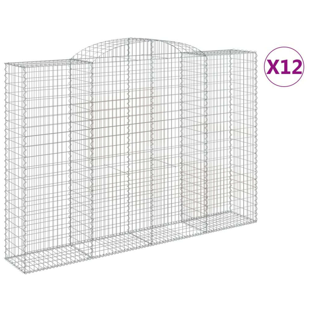 Paniers à gabions arqués 12 pcs 300x50x200/220 cm fer galvanisé
