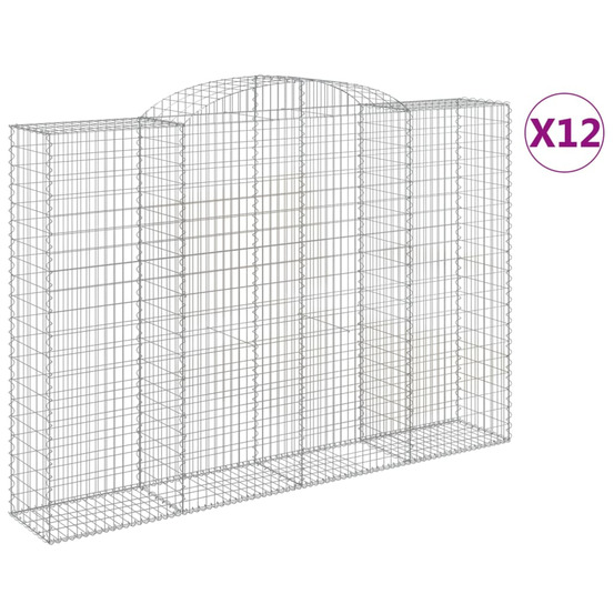 Paniers à gabions arqués 12 pcs 300x50x200/220 cm fer galvanisé