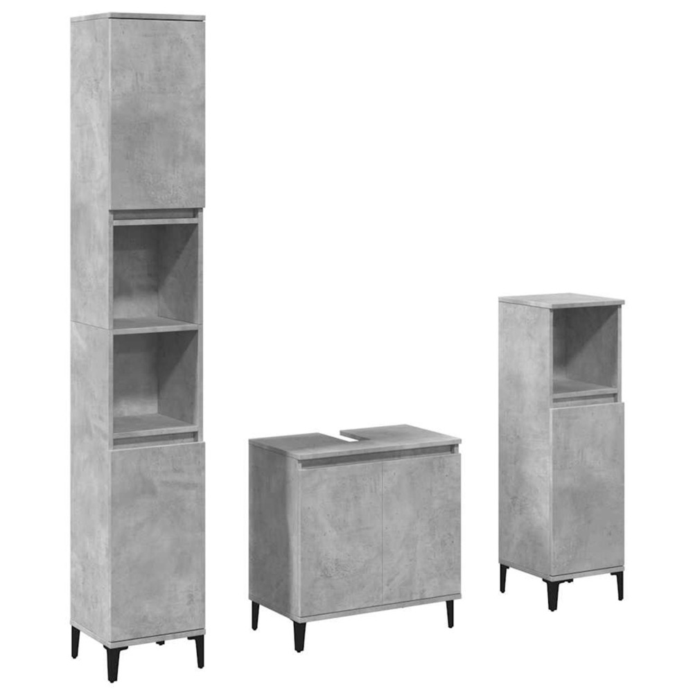 Ensemble de meubles de salle de bain 3 pcs gris béton