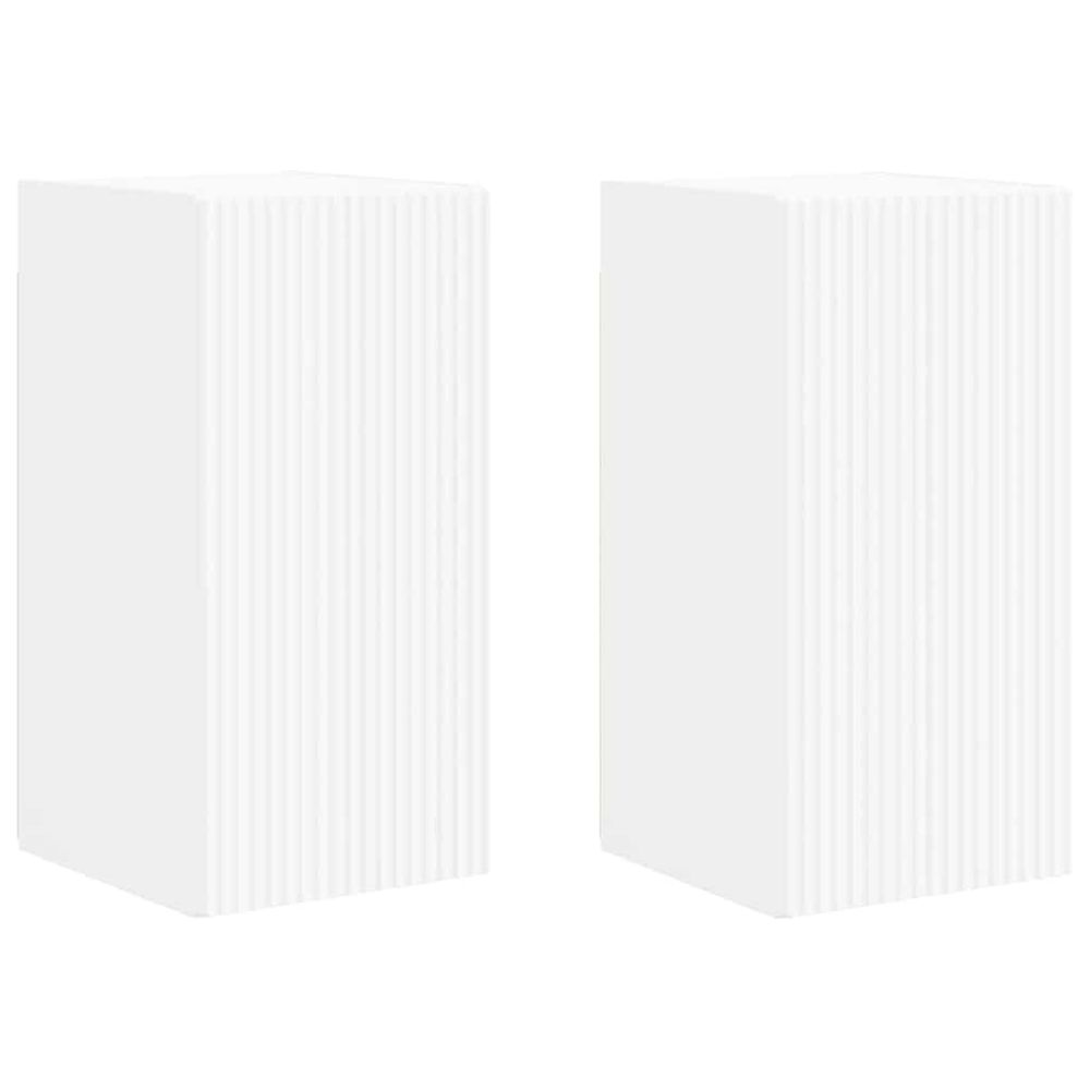 Meuble tv mural 2 pc blanc bois d'ingénierie