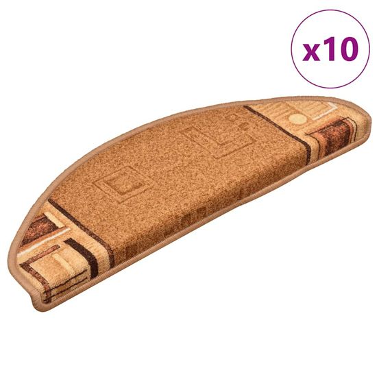 Tapis d'escalier autoadhésifs 10 pcs 65x21x4 cm beige
