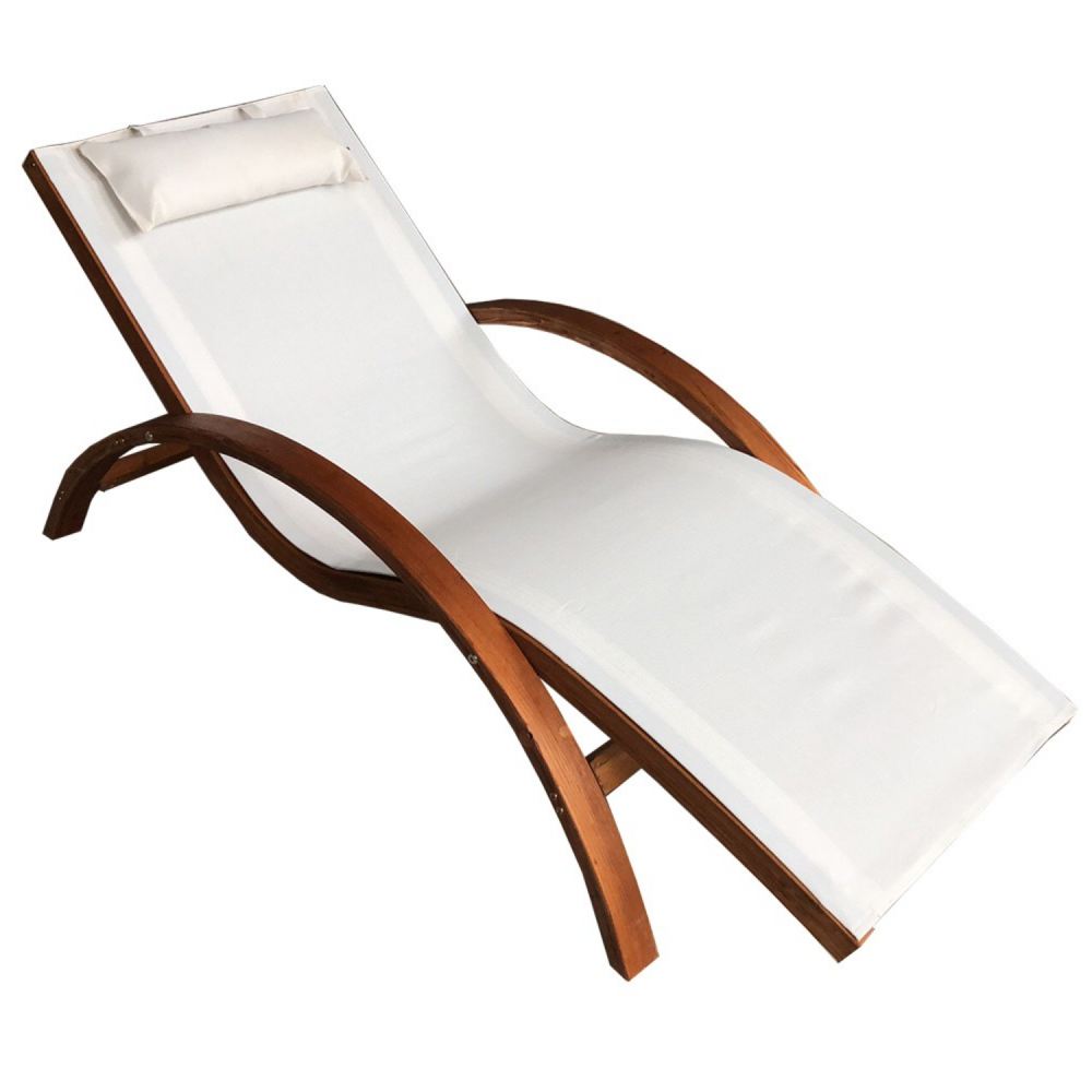 Transat en bois beige havana