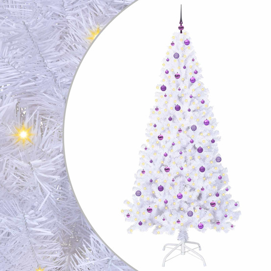 Sapin de noël artificiel avec 300 led blanc 240 cm pvc et acier