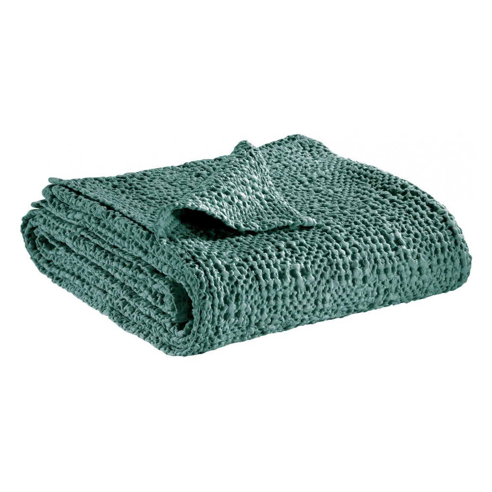 Plaid stonewashed tana vert de gris 140 x 200 cm