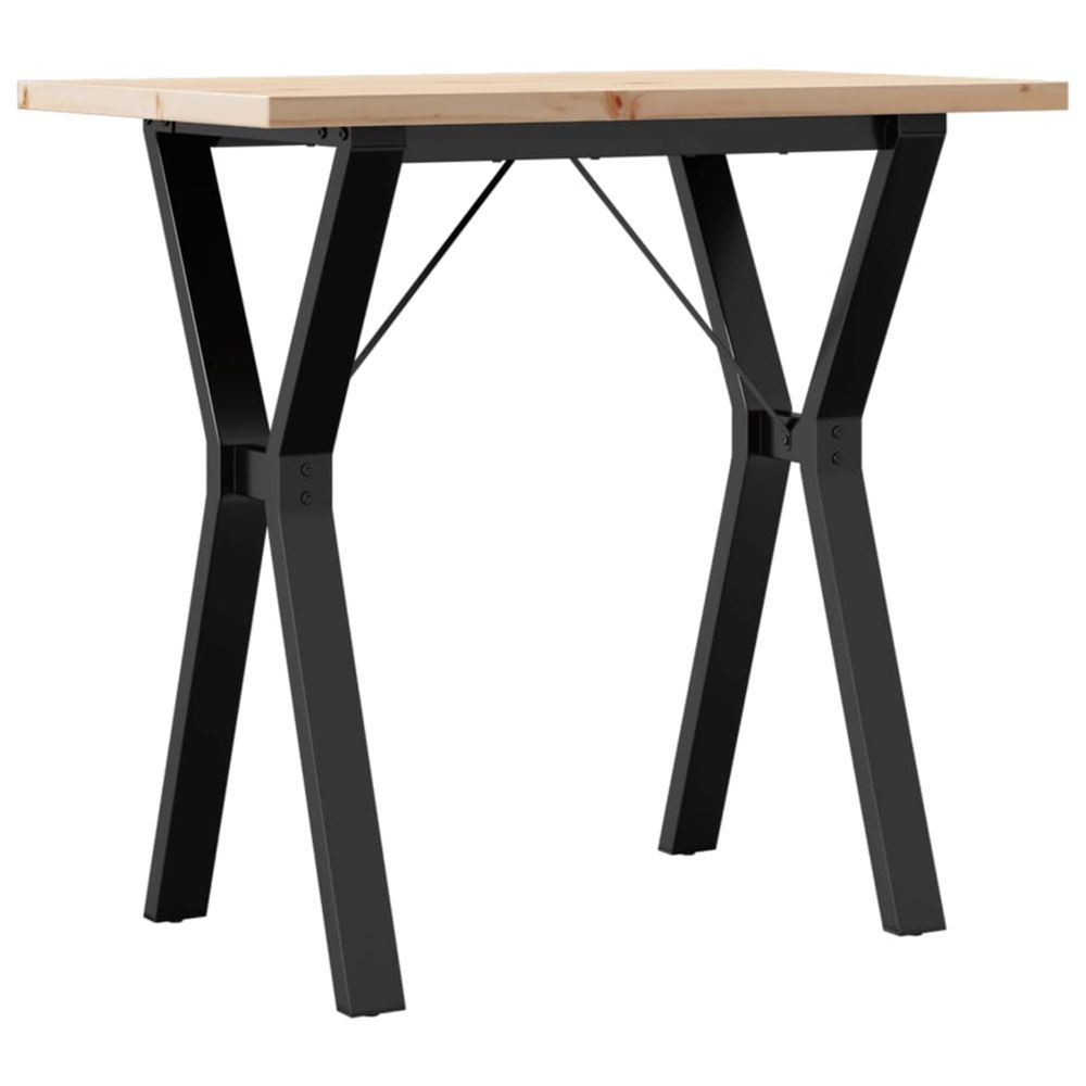 Table à manger cadre en y 80x50x75,5cm bois de pin massif acier