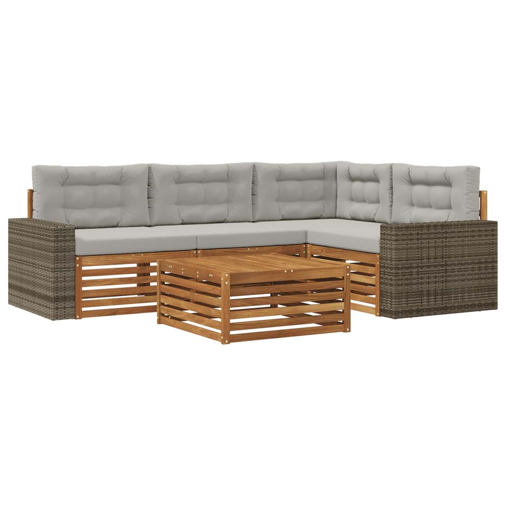 Ensemble de canapés d'extérieur 5 pc naturel et gris clair
