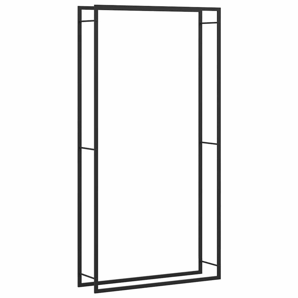 Portant de bois de chauffage noir mat 110x28x214 cm acier