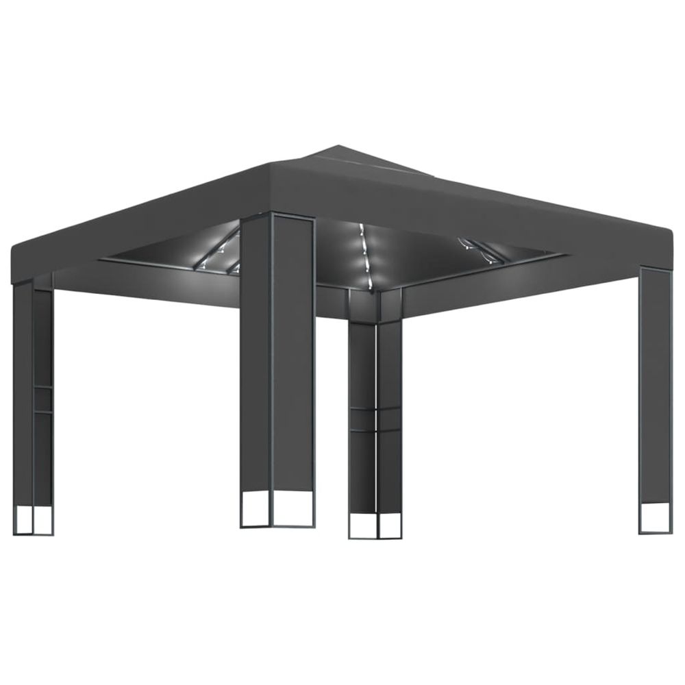 Tonnelle avec double toit et lumières led 3x3 m anthracite