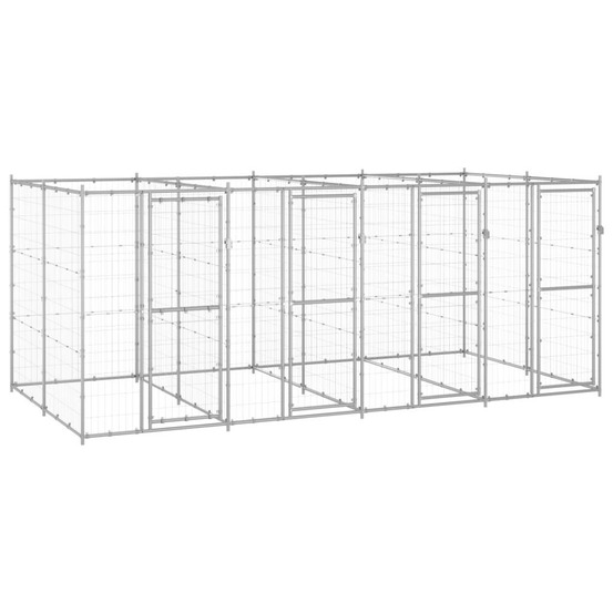 Chenil extérieur cage enclos parc animaux chien extérieur acier galvanisé 9,68 m²