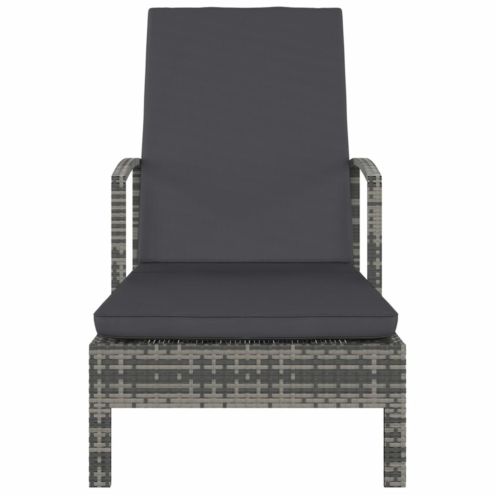 Chaise longue avec accoudoirs résine tressée gris