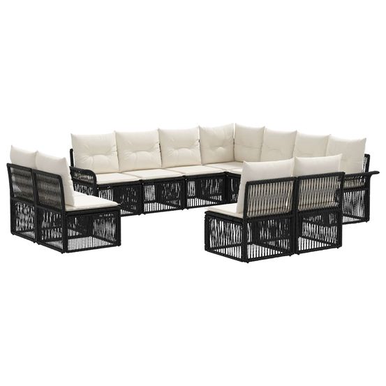 Ensemble de canapé de jardin 11 pc noir polyrotin