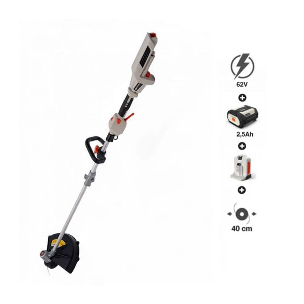 Pack coupe-bordures à batterie 62v daewoo puissante batterie et chargeur inclus dalst62bl-16d-2-5ah