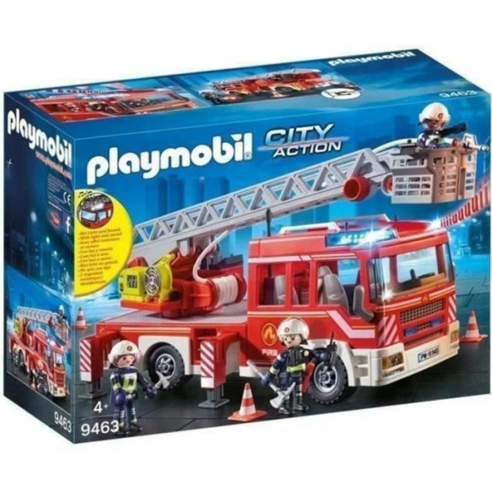 Playmobil 9463 camion de pompiers, avec échelle pivotante, city action, des 4 ans