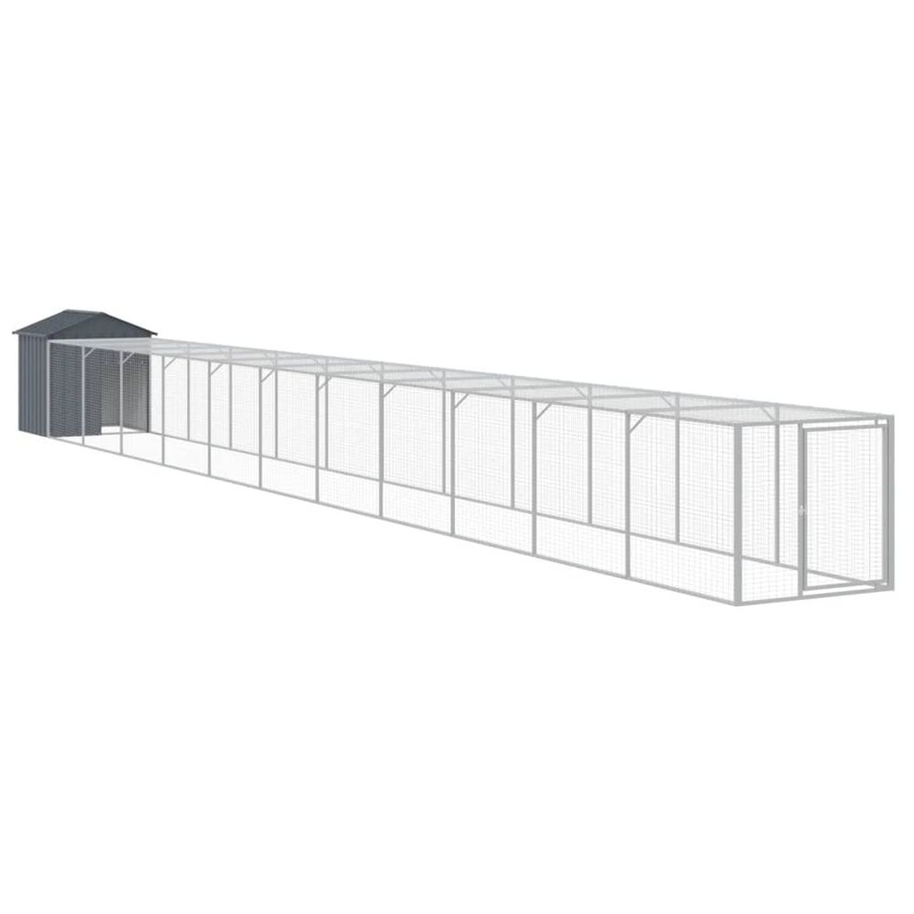 Poulailler avec cour anthracite 117x1221x123 cm acier galvanisé