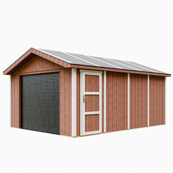 Garage qualité premium 17 m² - l378xl530 cm- garage pour auto, moto, vélos, machines de jardinage - timbela m991b-redwood red