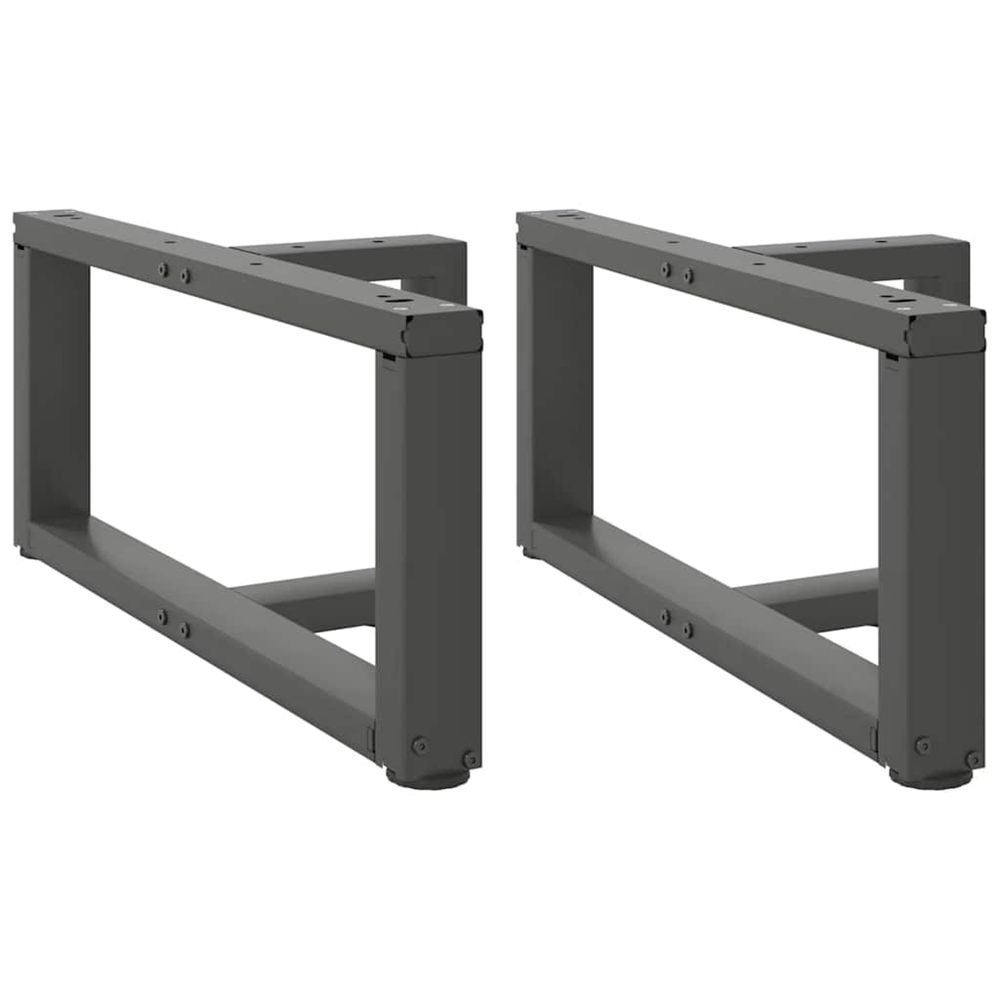 Pieds de table basse en t, 2 pièces, anthracite, 70 x 25 x (30-31) cm, acier