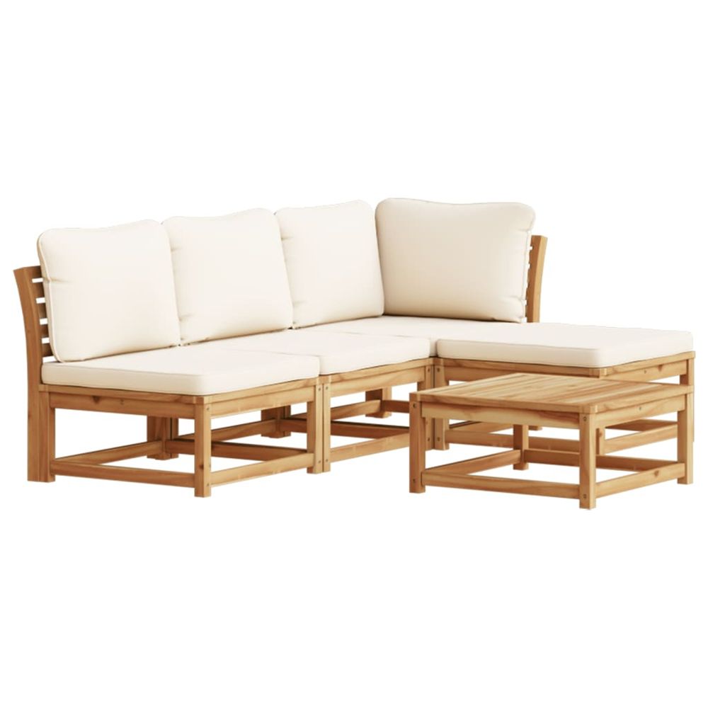 Salon de jardin avec coussins 5 pcs bois d'acacia solide