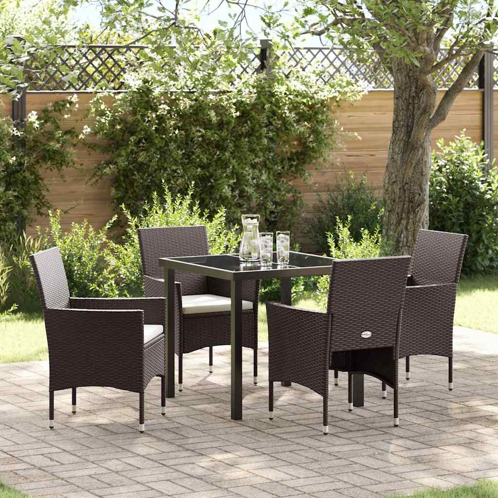 Ensemble de salle à manger pour jardin 5 pcs marron polyrotin
