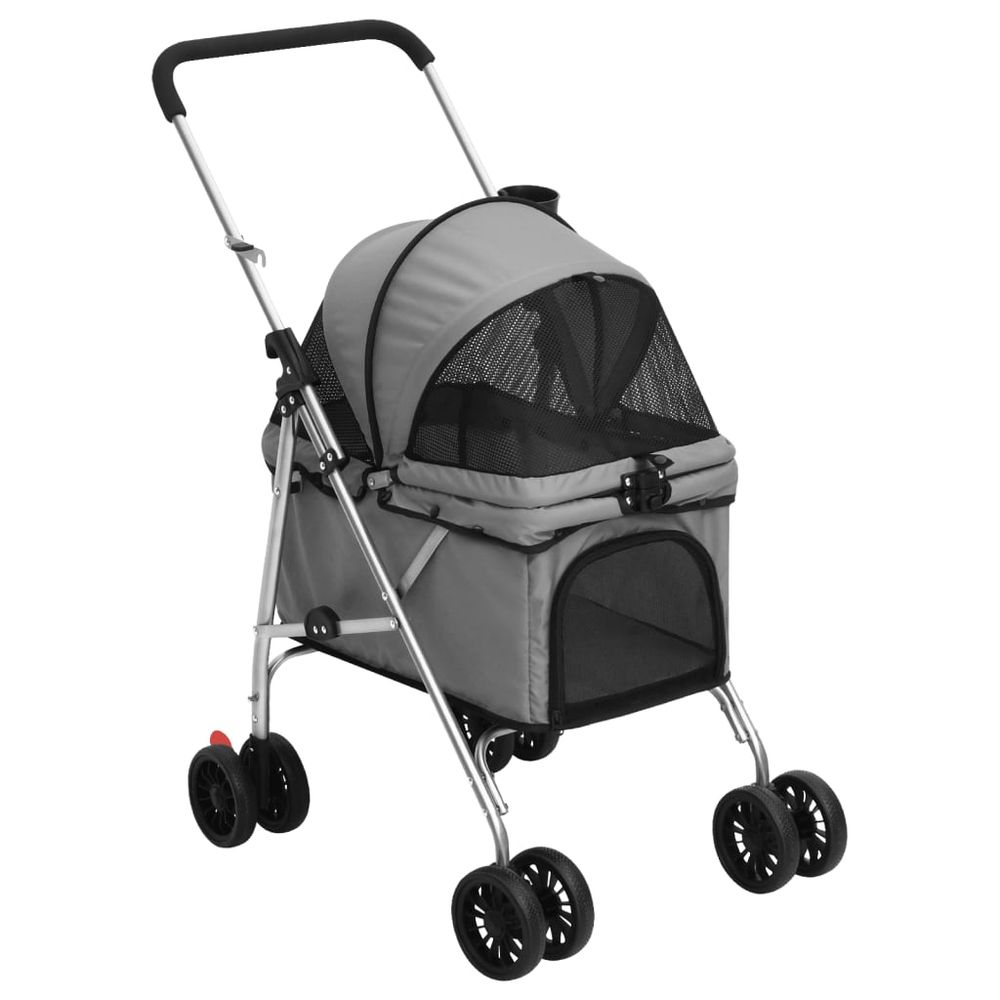Poussette pour chien et chat pliable en tissu oxford pour voyage gris