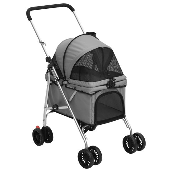 Poussette pour chien et chat pliable en tissu oxford pour voyage gris