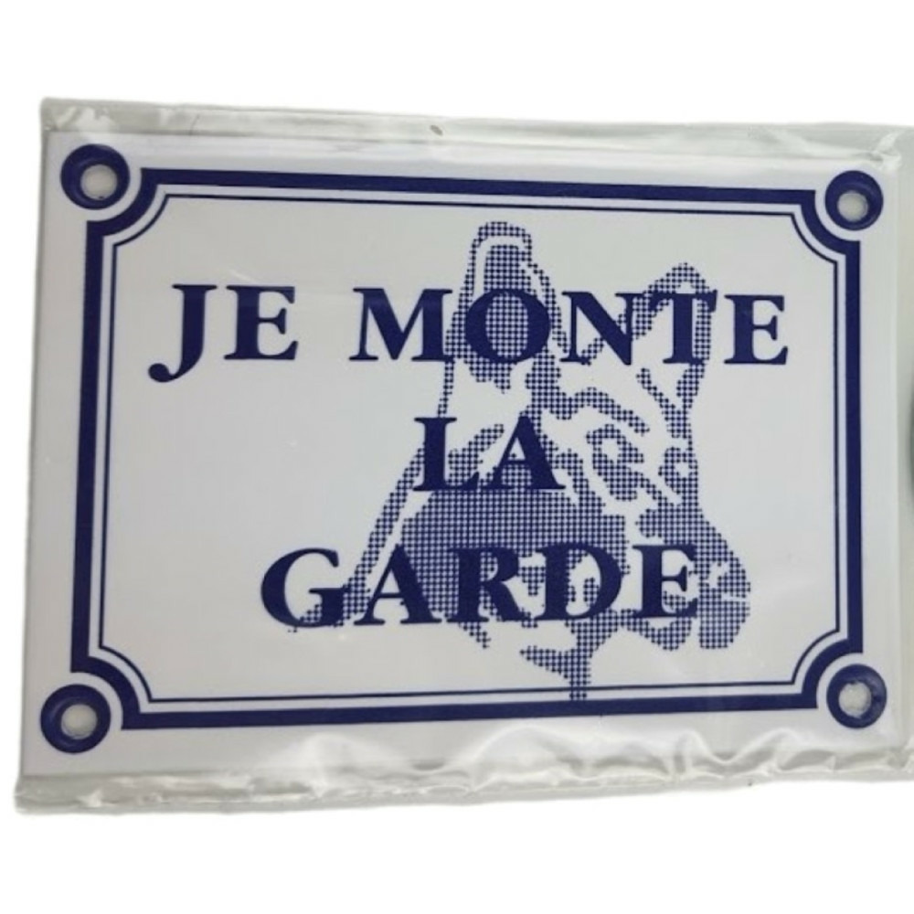 Plaque (je monte la garde) taille 14 x 10 cm, pour chien.
