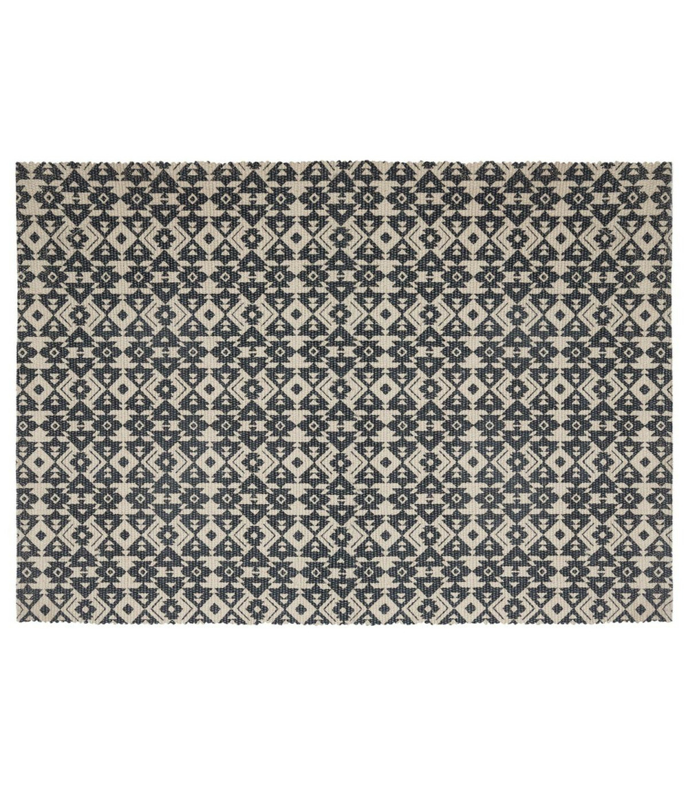 Tapis décoratif en coton imprimé gris foncé 60 x 90 cm