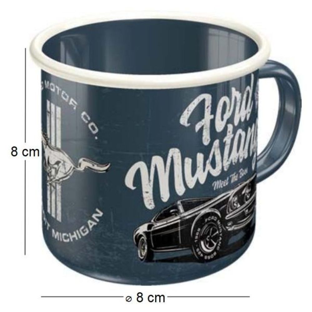 Mug publicitaire en métal émaillé 360 ml ford mustang