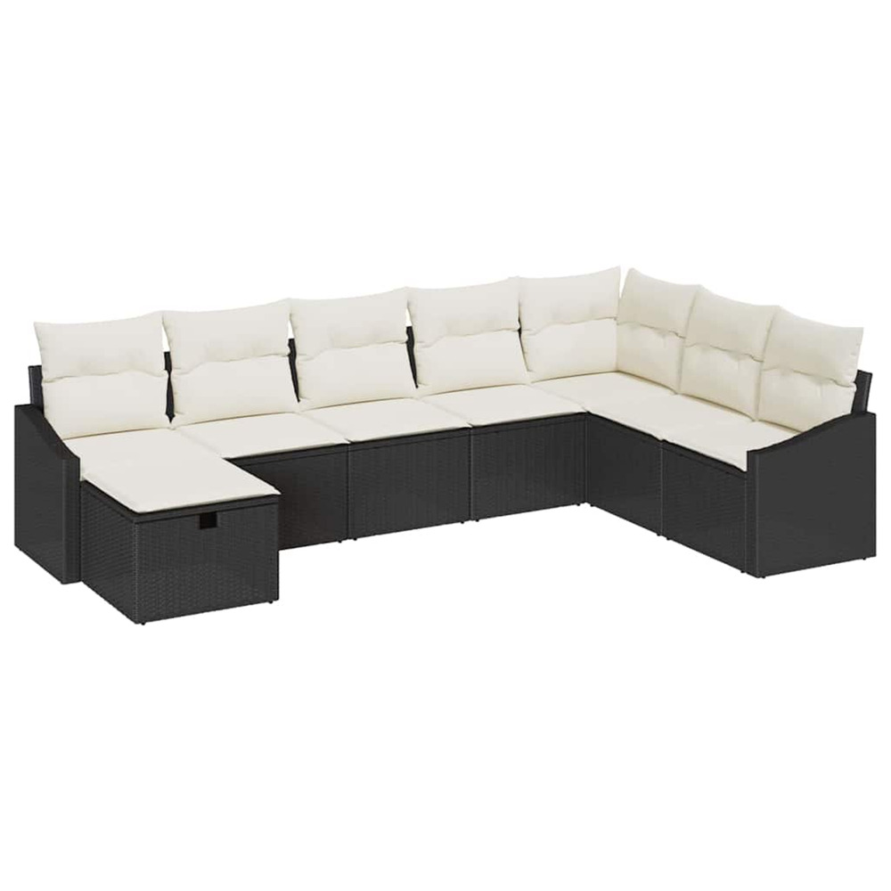 Ensemble de canapé de jardin avec coussin 8 pcs noir poly rotin
