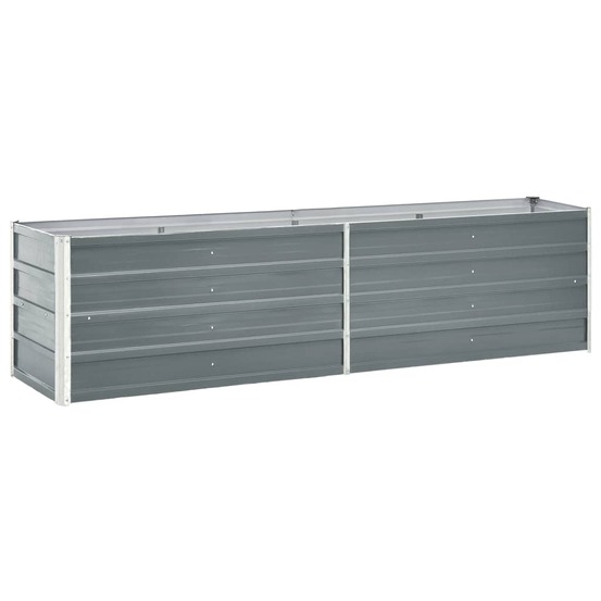 Jardinière lit surélevé plantes fleurs jardin acier galvanisé 240 x 40 x 45 cm gris
