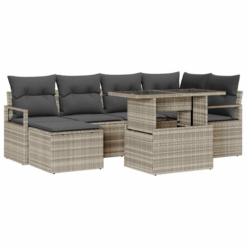 Ensemble de canapé de jardin 7 pc gris clair polyrotin