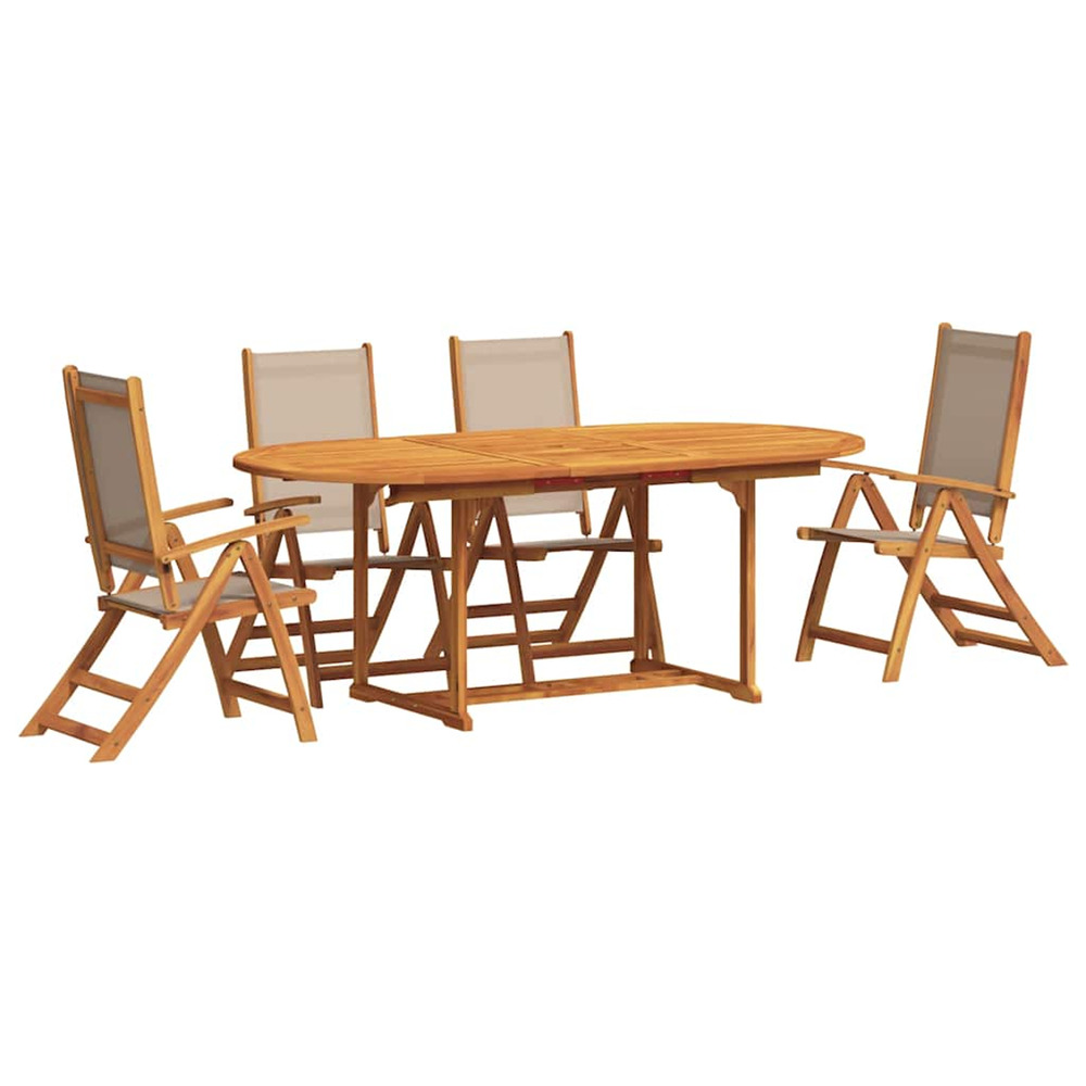 Ensemble à manger de jardin 5pcs bois d'acacia solide textilène