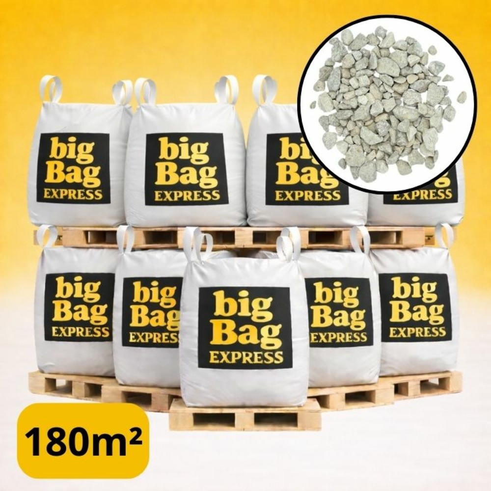 Pack 9 x big bag de +/- 1,5t ≃ 180m² gravillon eco blanc/gris/beige calcaire ø 6/14 mm - livraison premium