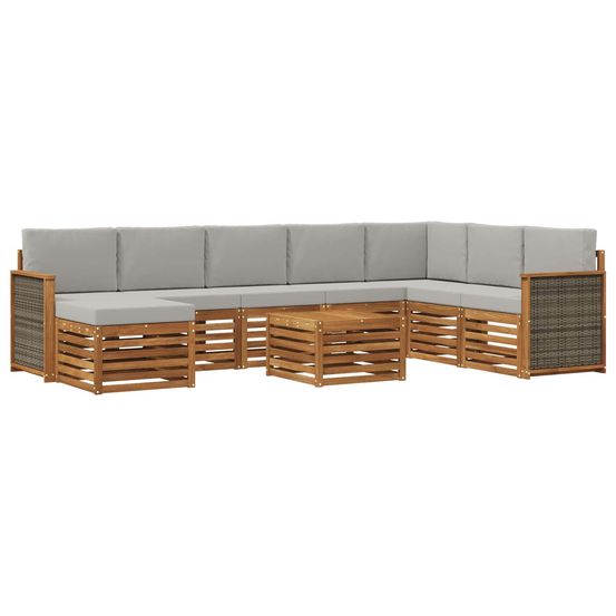 Ensemble de canapés d'extérieur 7 pc naturel et gris clair