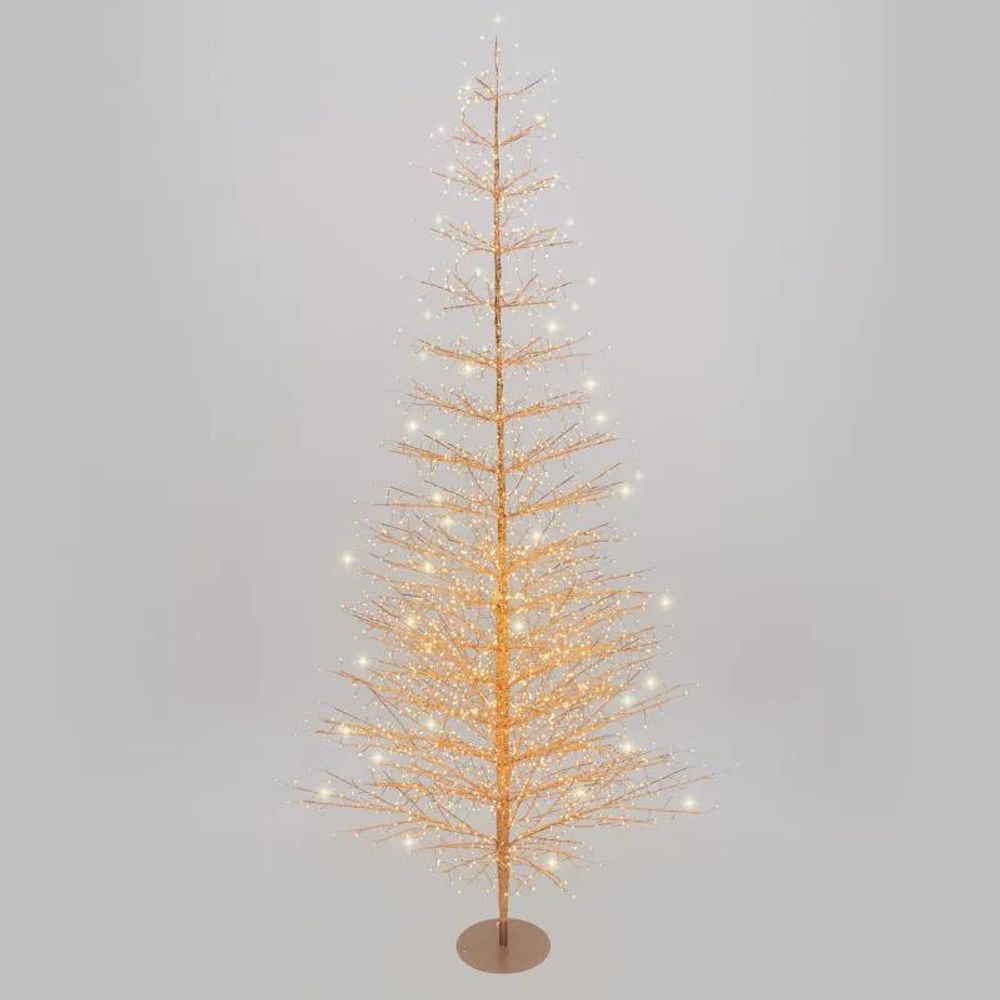 Arbre conique lumineux tilleul rose gold h230cm ø110cm 2432 microled blanc chaud fixe & flash lotti