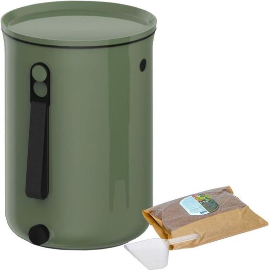 Composteur bokashi organko 2 – 9,6 l – olive – activateur inclus
