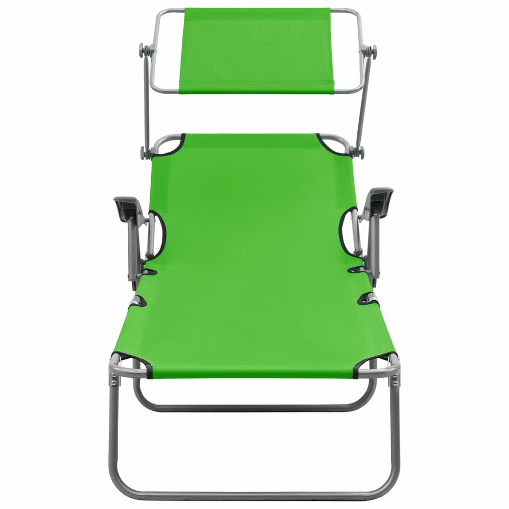 Chaise longue avec auvent acier vert